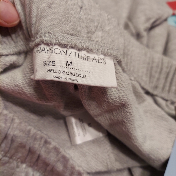 Women's  Wide Leg Graphic Check sweatpants - gray - Picture 4 of 5